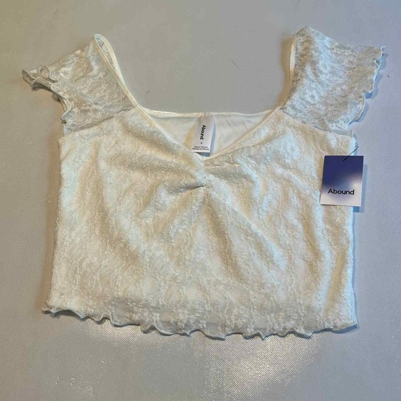 Abound Tops - Abound Womens Small White Lace Cap Sleeve Top‎ Womens Small Cute Summer Crop Top